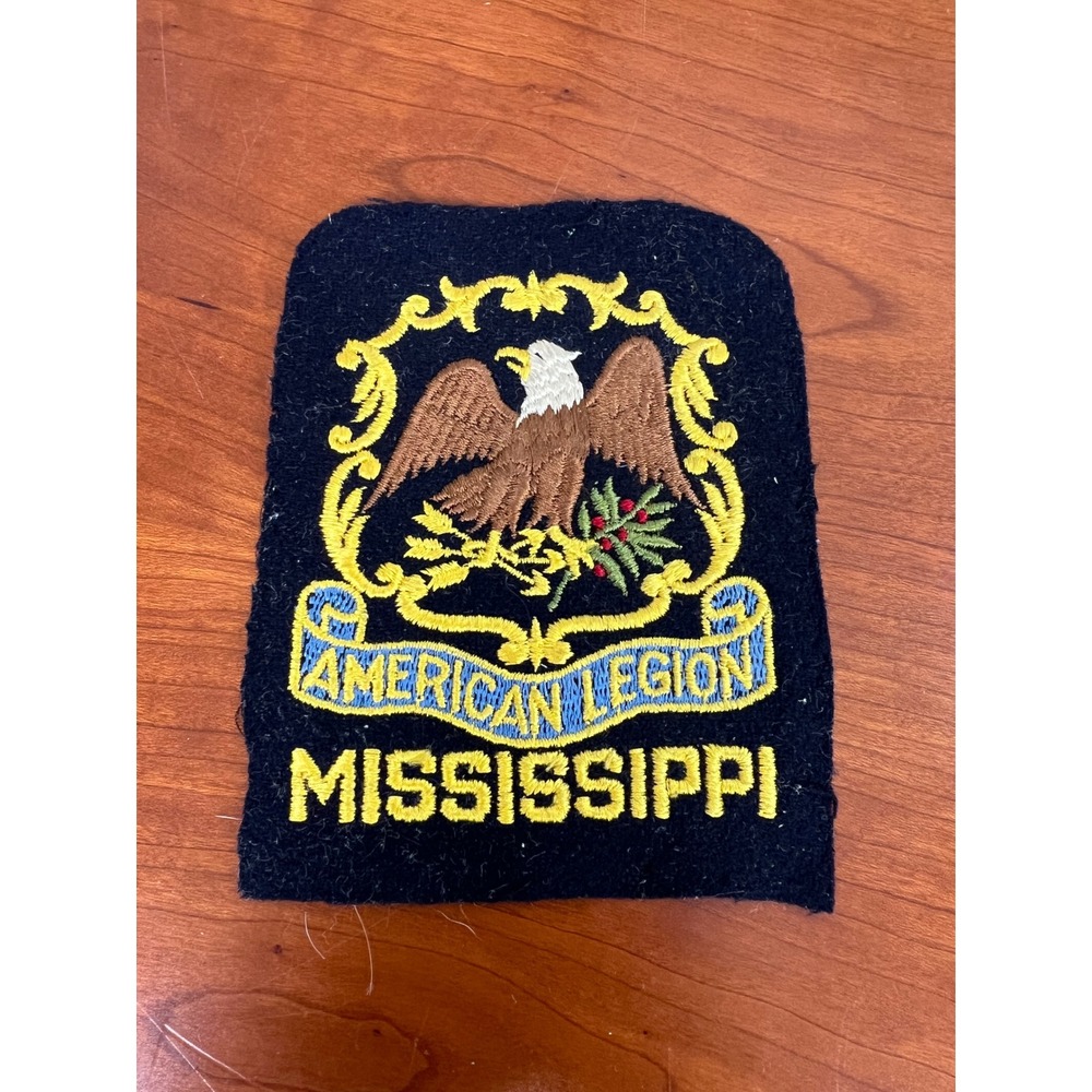 Vintage American Legion Mississippi Embroidered Patch Eagle Navy Blue Felt